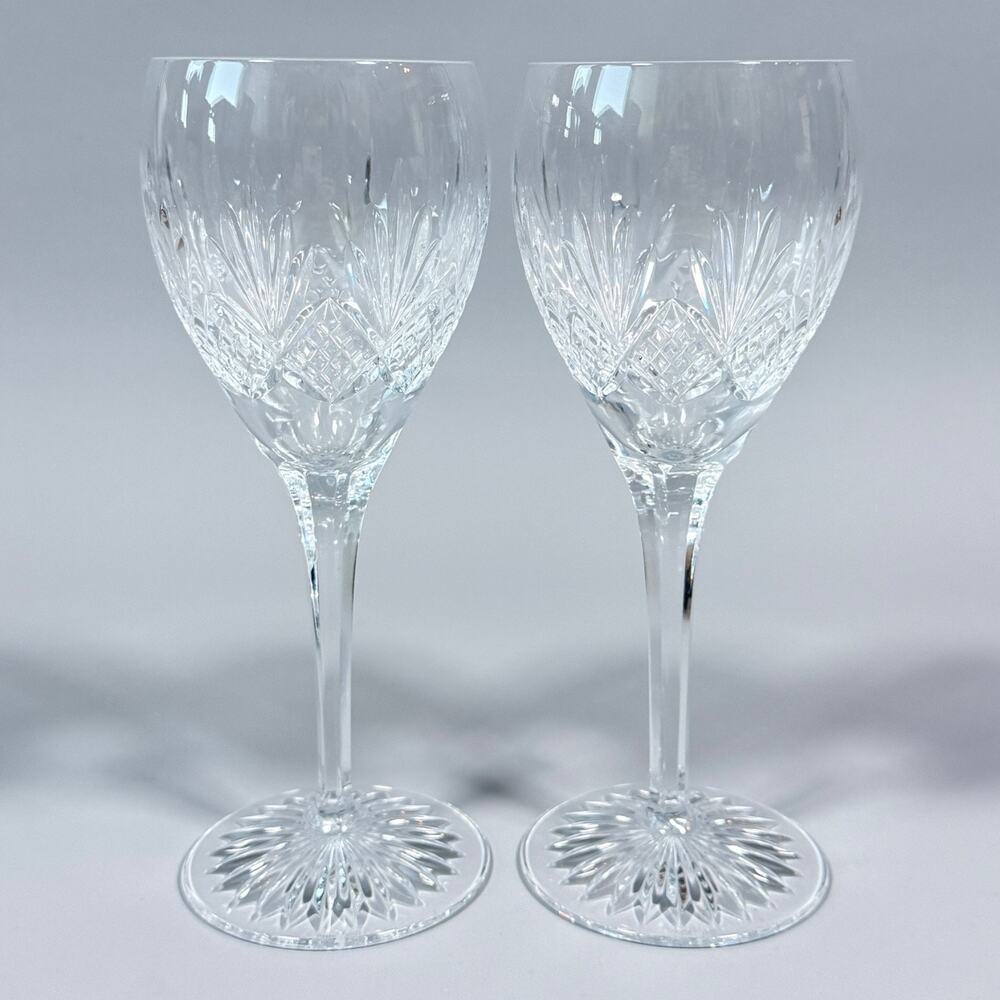 8.5" Waterford Crystal Clear Wine Glasses Set of 2